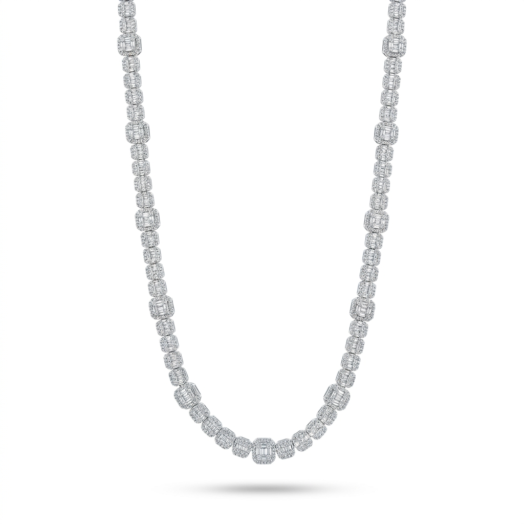SHOP GOLD FATHER 10K WHITE GOLD 5.80 CT DIAMOND NECKLACE IN 20 INCH ONLINE