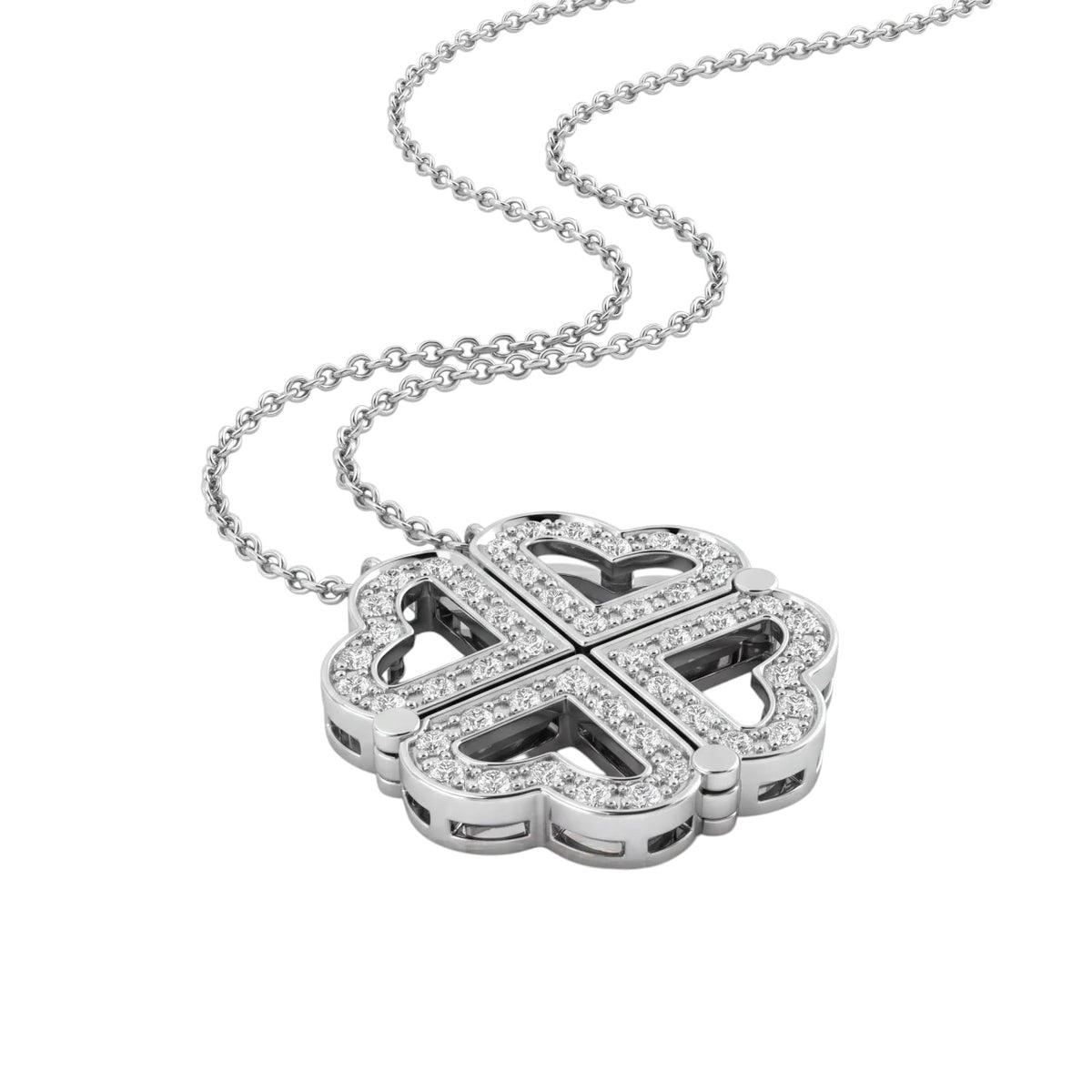 SHOP GOLD FATHER 14K WHITE GOLD 0.61 CT DIAMOND HEART EXPANDABLE PENDANT WITH CHAIN IN 18.5 INCH ONLINE