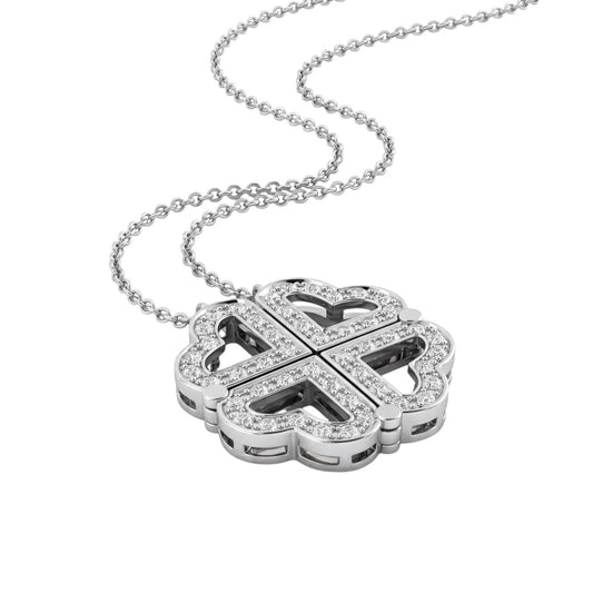 SHOP GOLD FATHER 14K WHITE GOLD 0.61 CT DIAMOND HEART EXPANDABLE PENDANT WITH CHAIN IN 18.5 INCH ONLINE