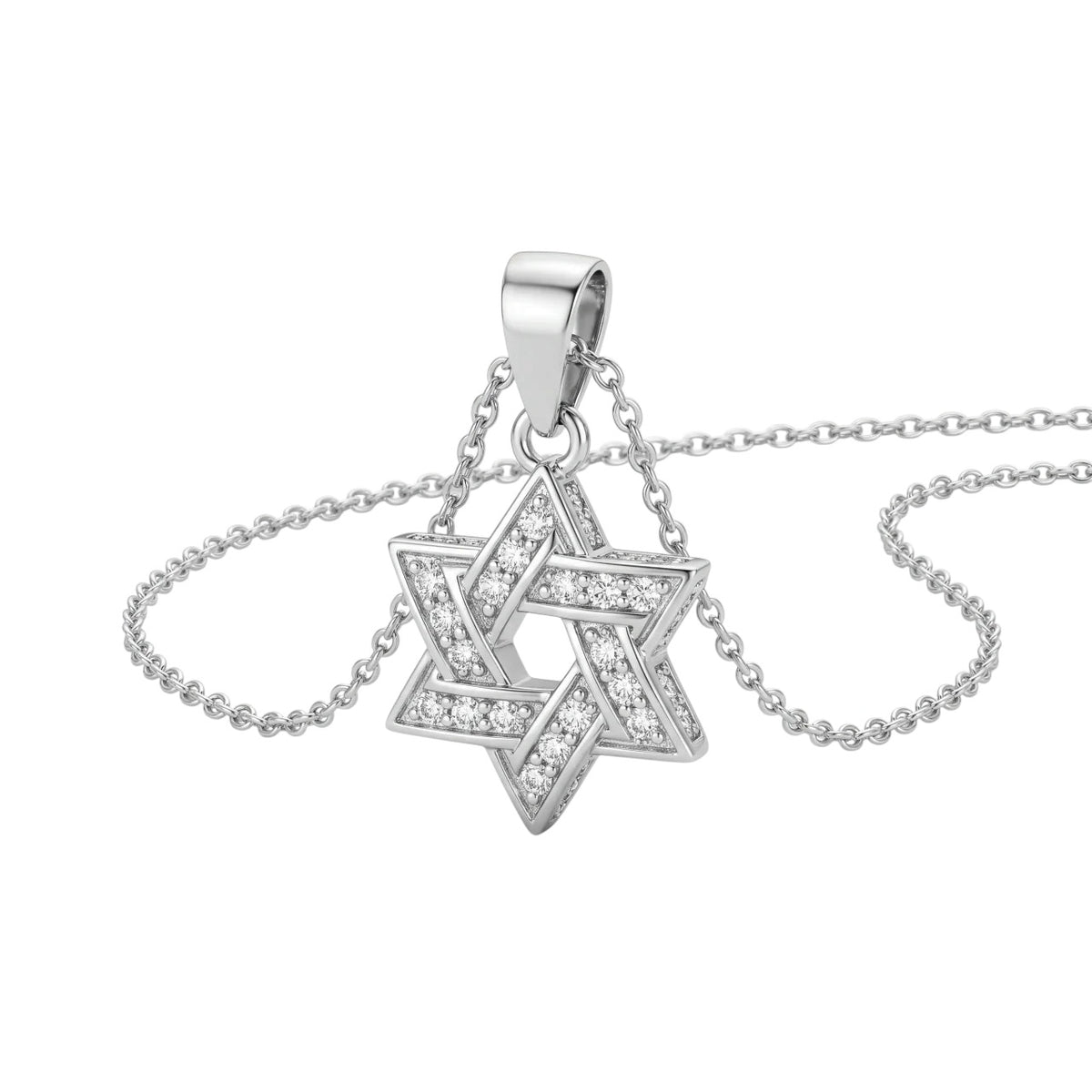 SHOP GOLD FATHER 14K WHITE GOLD 0.35 CT DIAMOND STAR OF DAVID PENDANT WITH 17 INCH CHAIN ONLINE