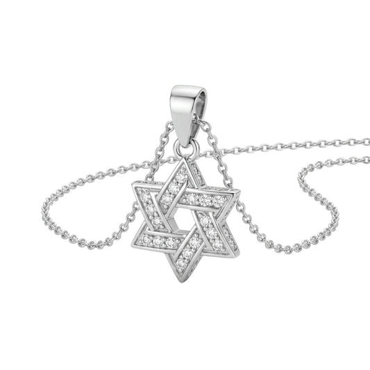 SHOP GOLD FATHER 14K WHITE GOLD 0.35 CT DIAMOND STAR OF DAVID PENDANT WITH 17 INCH CHAIN ONLINE