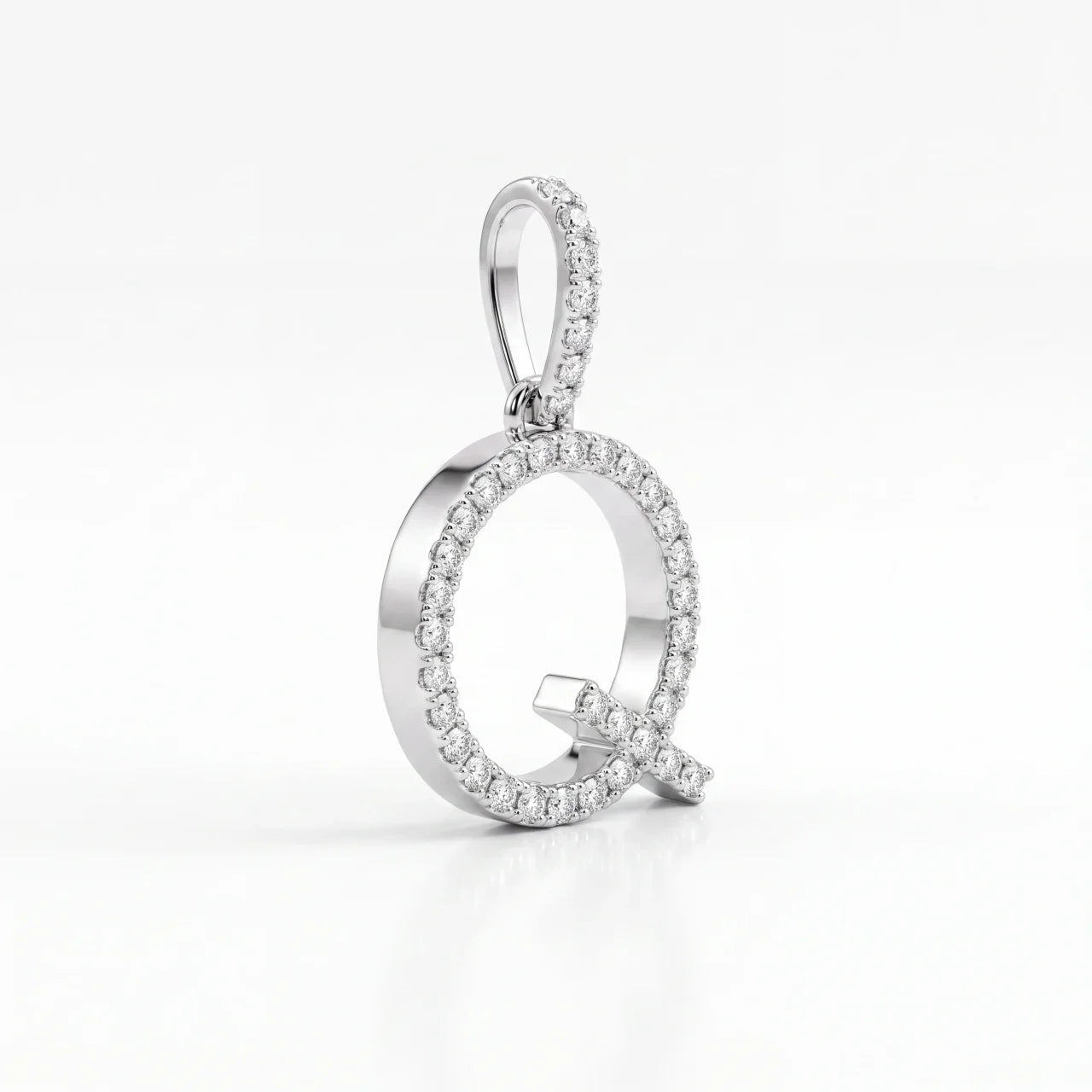 SHOP GOLD FATHER 10K WHITE GOLD 0.60 CT DIAMOND “Q” INITIAL PENDANT ONLINE