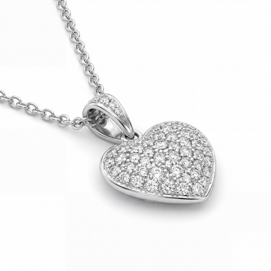 SHOP GOLD FATHER 18K WHITE GOLD DIAMOND HEART SHAPE PENDANT ONLINE