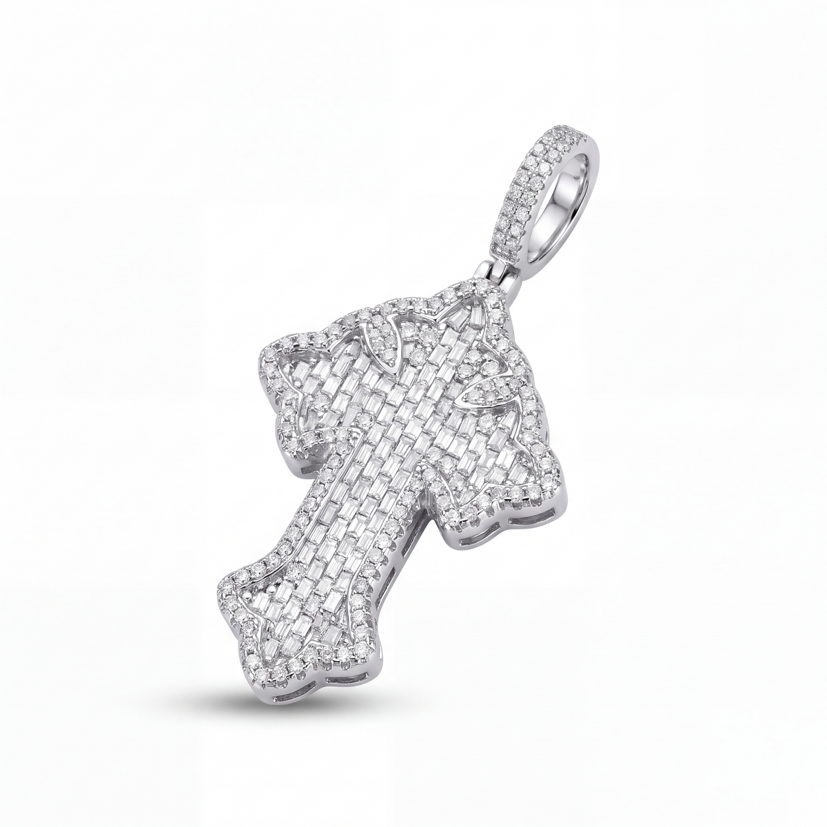 GOLD FATHER - 14K WHITE GOLD 2.15 CT DIAMOND CROSS PENDANT