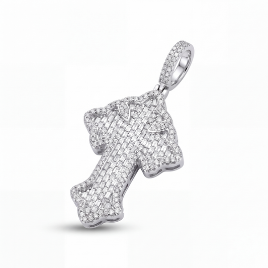 GOLD FATHER - 14K WHITE GOLD 2.15 CT DIAMOND CROSS PENDANT