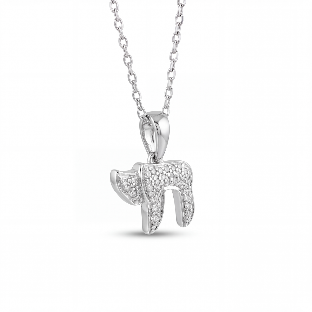 SHOP GOLD FATHER 14K WHITE GOLD 0.05 CT DIAMOND HEBREW LETTER PENDANT ONLINE