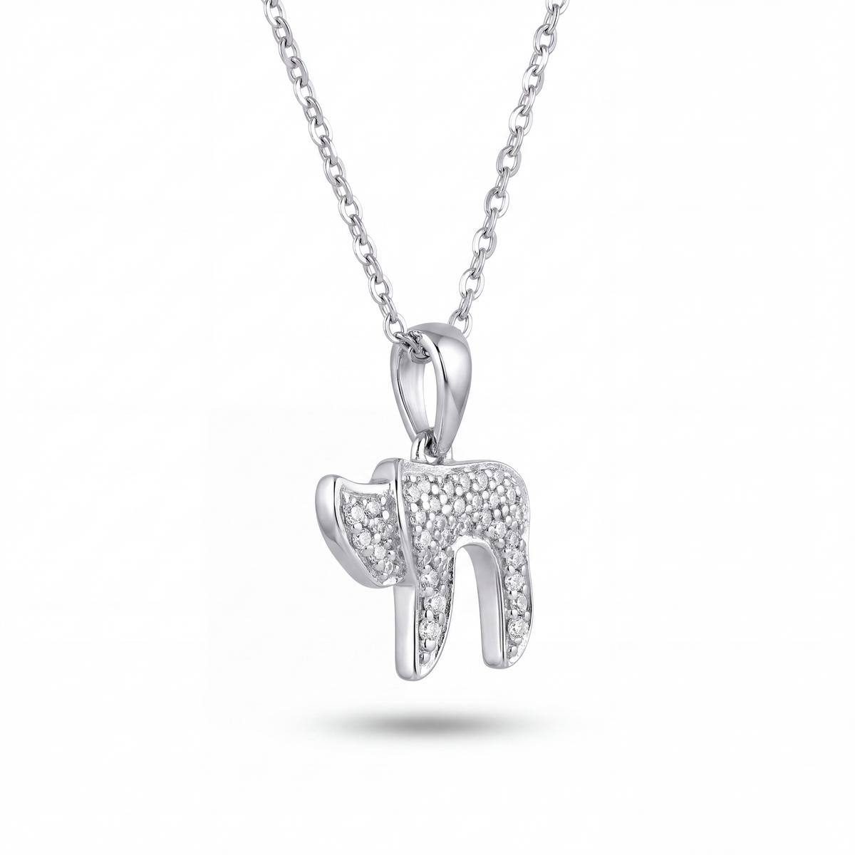 SHOP GOLD FATHER 14K WHITE GOLD 0.05 CT DIAMOND HEBREW LETTER PENDANT ONLINE