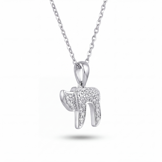 SHOP GOLD FATHER 14K WHITE GOLD 0.05 CT DIAMOND HEBREW LETTER PENDANT ONLINE