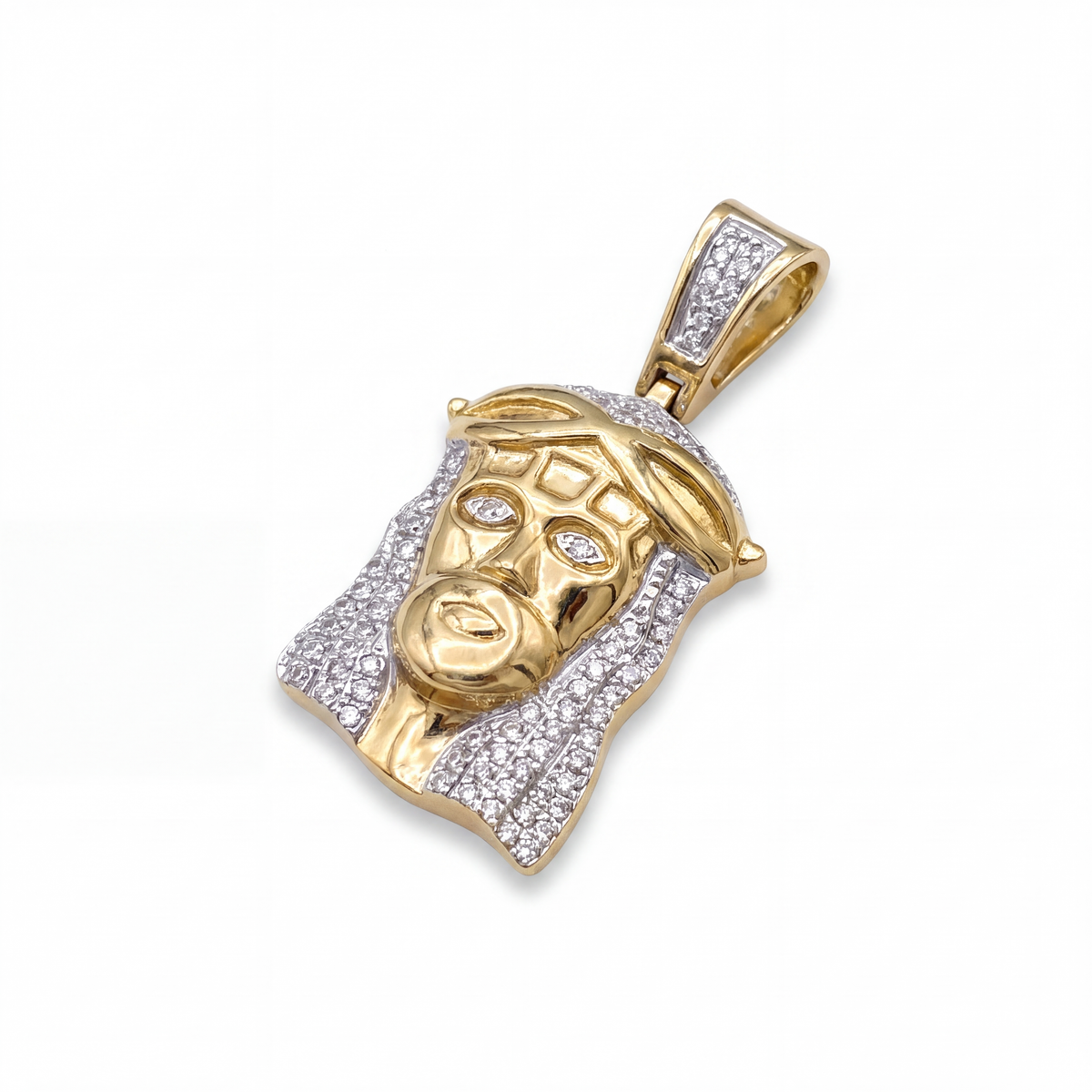 SHOP GOLD FATHER 10K YELLOW GOLD 0.36 CT DIAMOND JESUS PENDANT