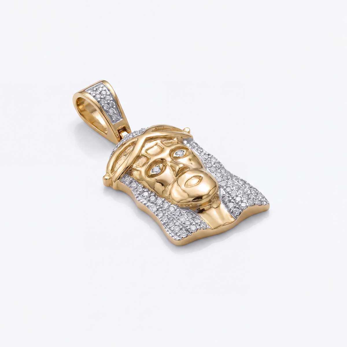 SHOP GOLD FATHER 10K YELLOW GOLD 0.36 CT DIAMOND JESUS PENDANT