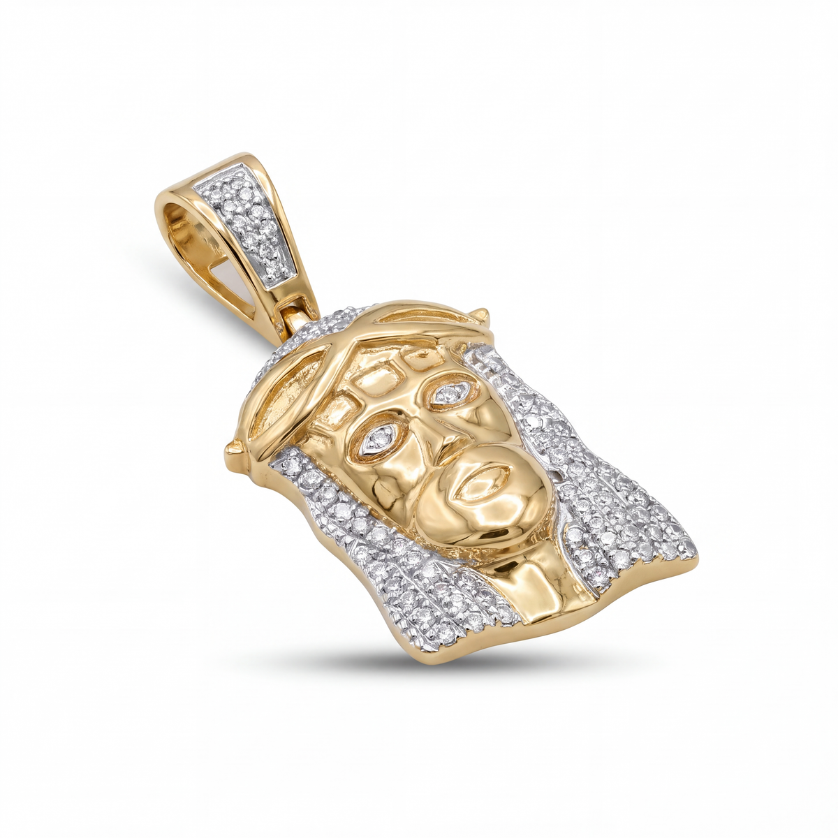SHOP GOLD FATHER 10K YELLOW GOLD 0.36 CT DIAMOND JESUS PENDANT