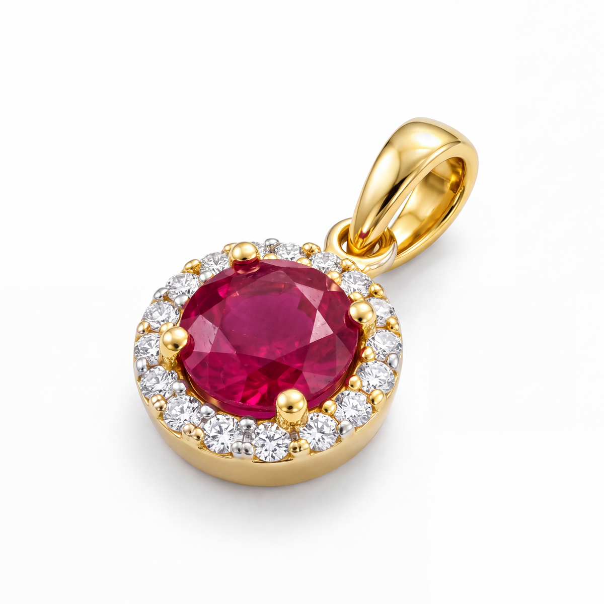 SHOP GOLD FATHER 14K YELLOW GOLD RED STONE PENDANT ONLINE