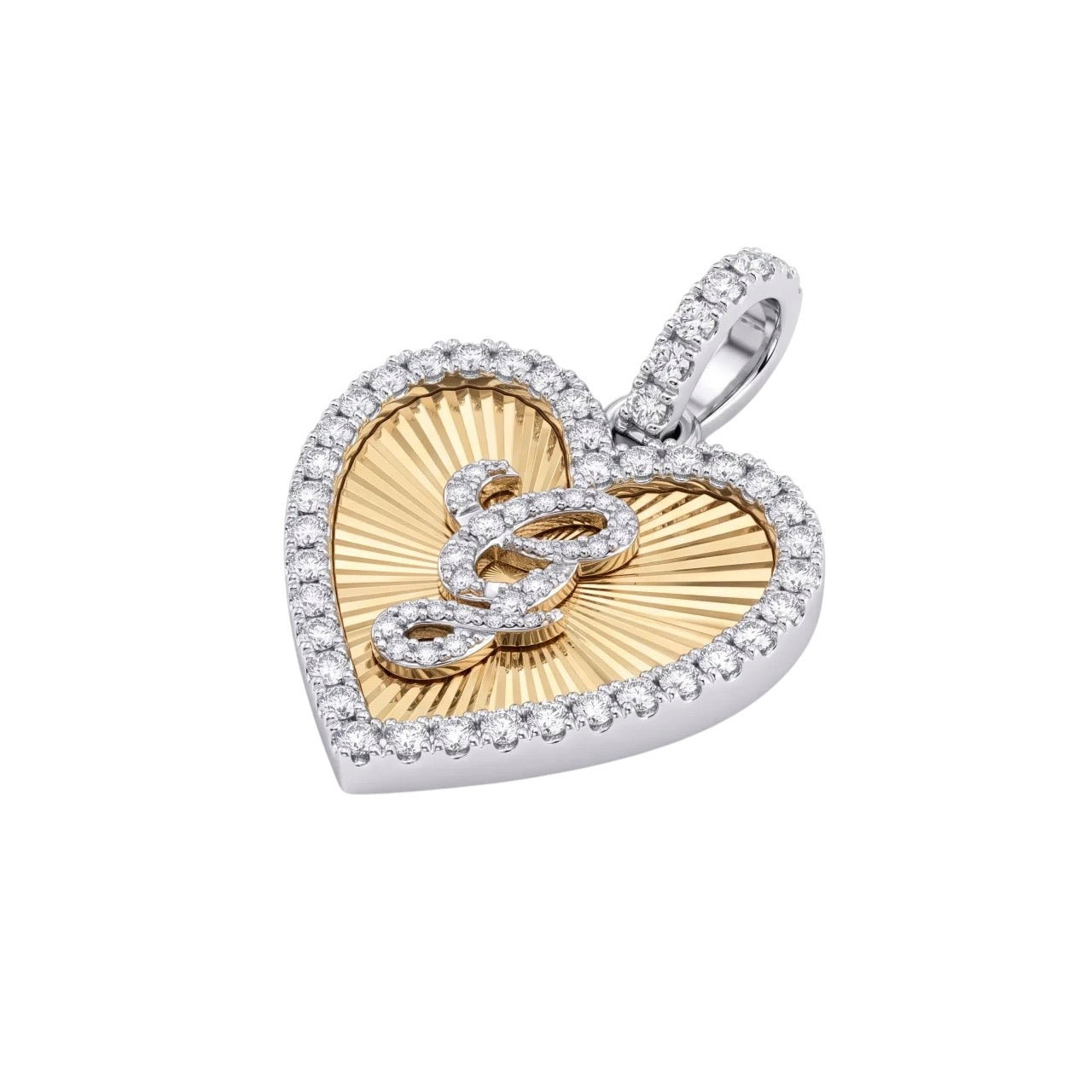 SHOP GOLD FATHER 14K TWO-TONE 0.50 CT DIAMOND “G” INITIAL HEART PENDANT ONLINE