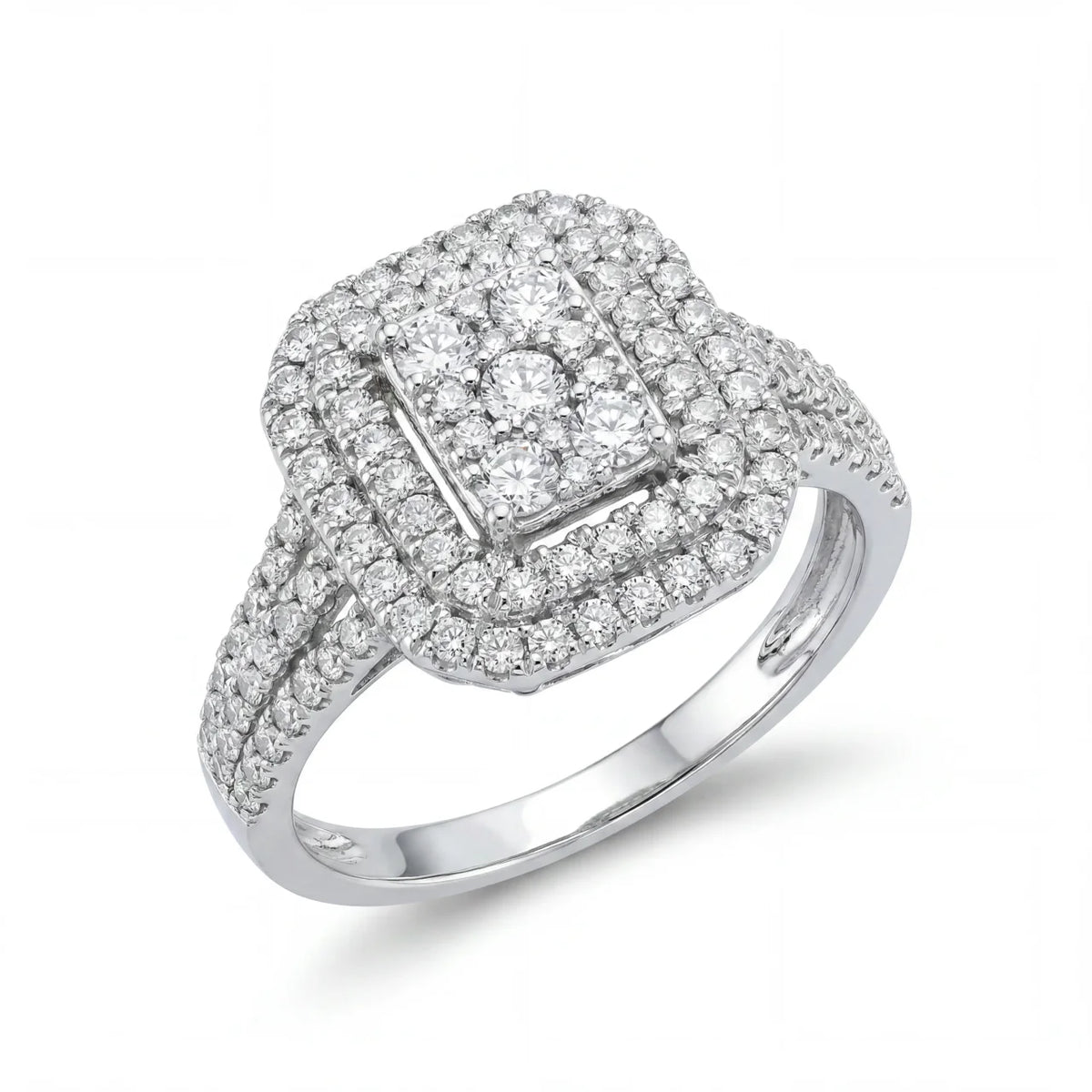 SHOP GOLD FATHER 10K WHITE GOLD 1.25 CT DIAMOND HALO CLUSTER RING IN SIZE 7 ONLINE