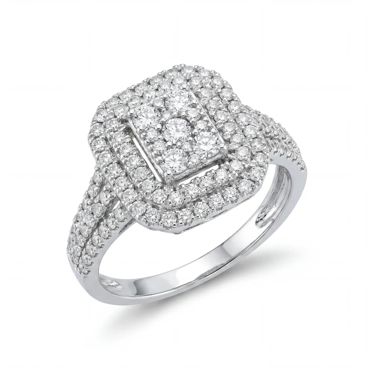 SHOP GOLD FATHER 10K WHITE GOLD 1.25 CT DIAMOND HALO CLUSTER RING IN SIZE 7 ONLINE