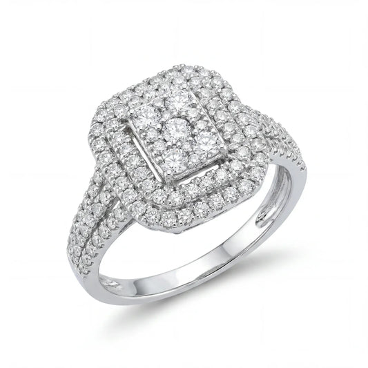 SHOP GOLD FATHER 10K WHITE GOLD 1.25 CT DIAMOND HALO CLUSTER RING IN SIZE 7 ONLINE