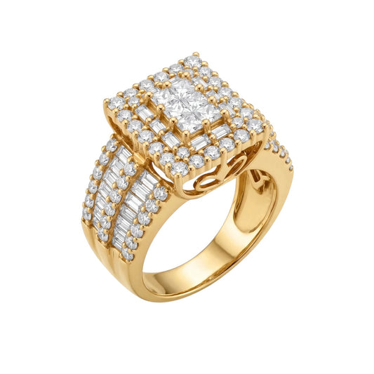 SHOP GOLD FATHER 10K YELLOW GOLD 2.38 CT PRINCESS CUT DIAMOND CLUSTER RING IN SIZE 7.5 ONLINE