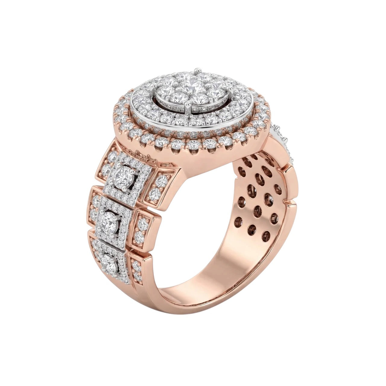 SHOP GOLD FATHER 14K ROSE GOLD 2.5 CT VS SPIRAL HALO DIAMOND RING IN SIZE 10 ONLINE