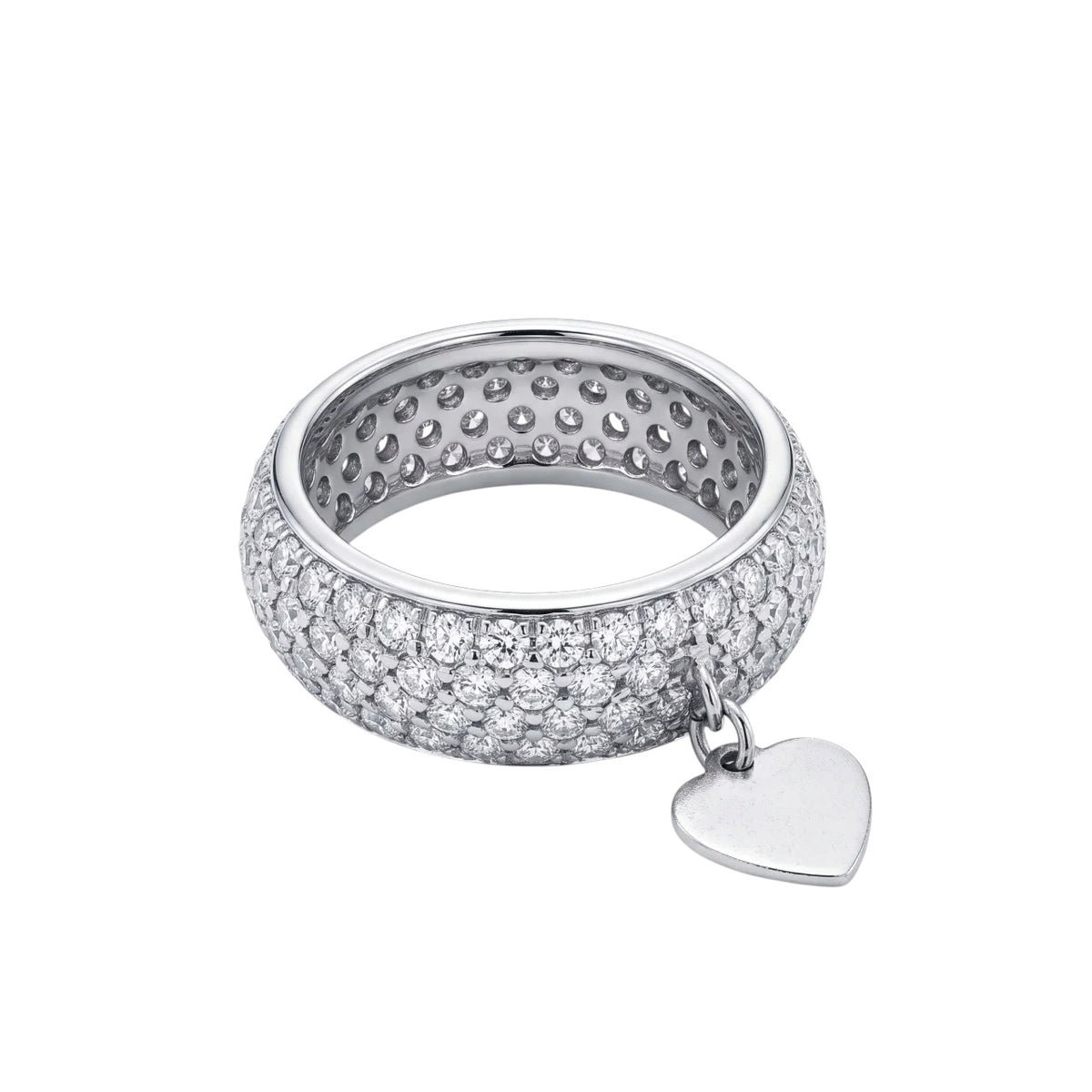 SHOP GOLD FATHER 18K WHITE GOLD DIAMOND ETERNITY BAND WITH HEART CHARM IN SIZE 6.5 ONLINE