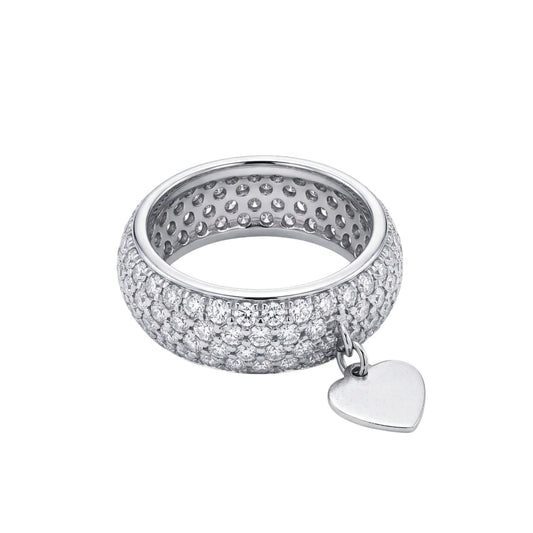 SHOP GOLD FATHER 18K WHITE GOLD DIAMOND ETERNITY BAND WITH HEART CHARM IN SIZE 6.5 ONLINE