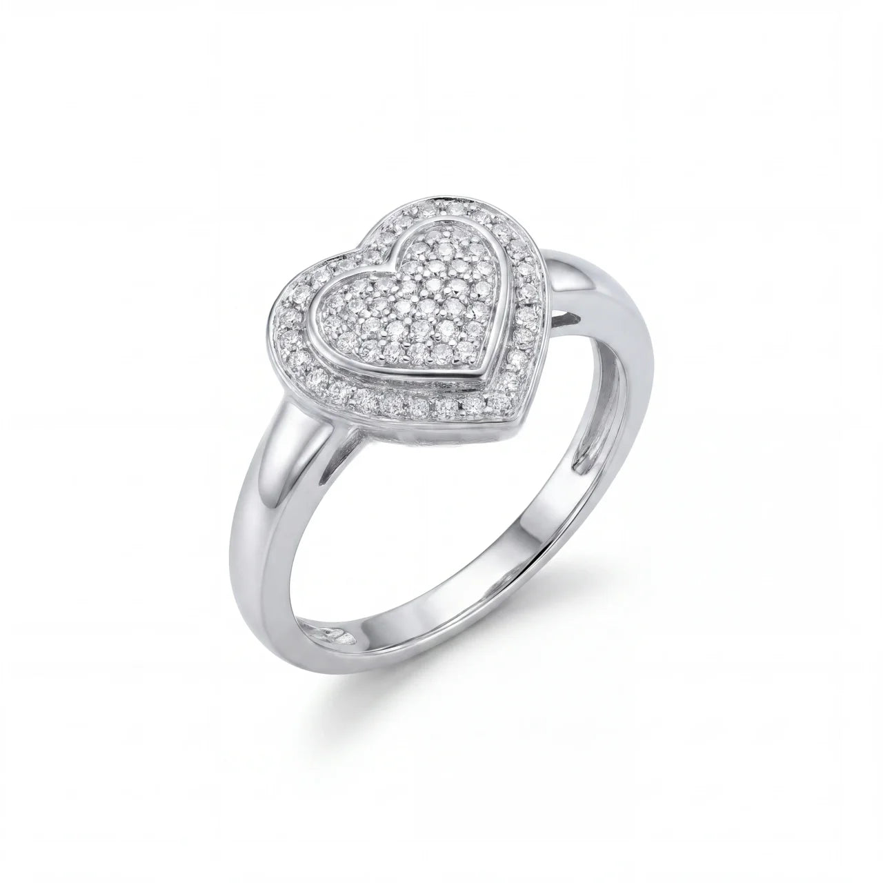 GOLD FATHER - 10K WHITE GOLD 0.53 CT DIAMOND HEART RING – SIZE 7.5