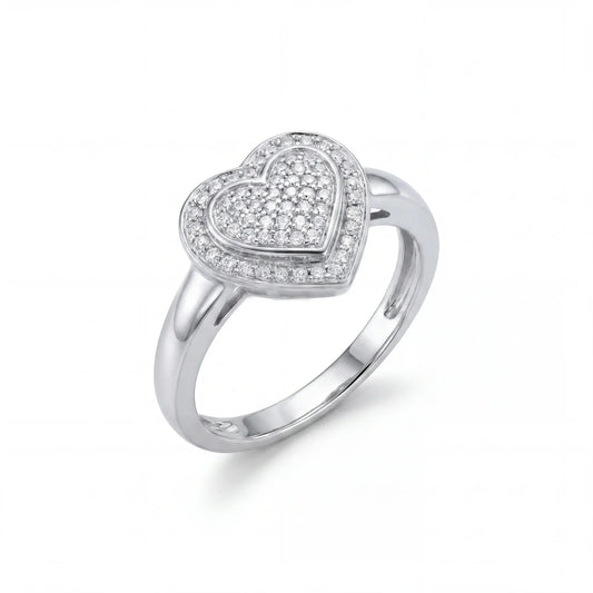 GOLD FATHER - 10K WHITE GOLD 0.53 CT DIAMOND HEART RING – SIZE 7.5