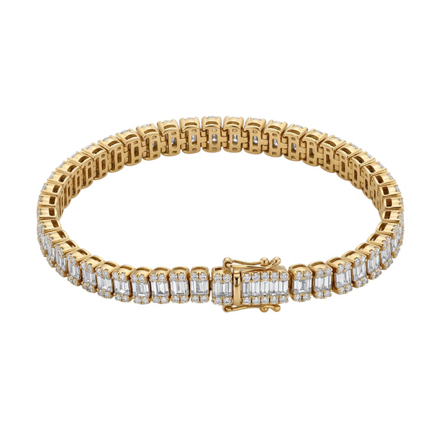 10kt Yellow Gold Baguette Diamond Bracelet 8